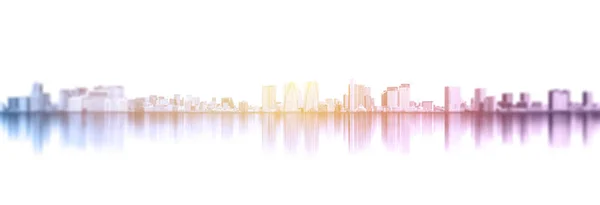 Asiatisches Businesskonzept Für Immobilien Und Unternehmensbau Panoramische Stadtsilhouette Mit Reflexion — Stockfoto