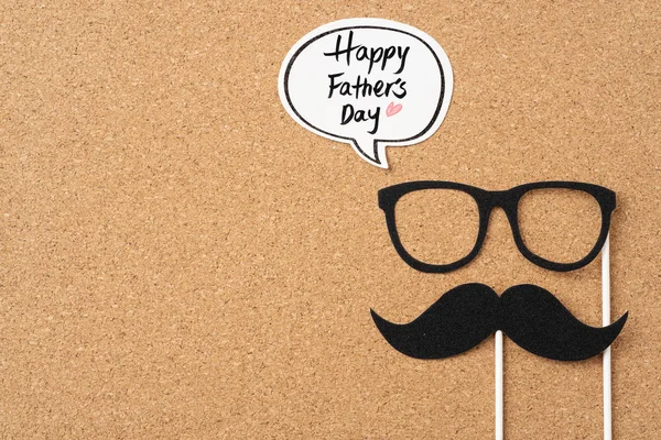 Top View Fathers Day Layout Handwriting Calligraphy Silhouette Eyeglasses Mustache — Stock Photo, Image