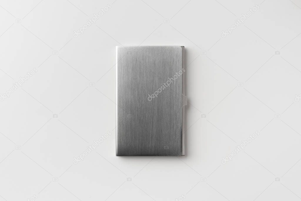Stainless steel case isolated on white background for mockup