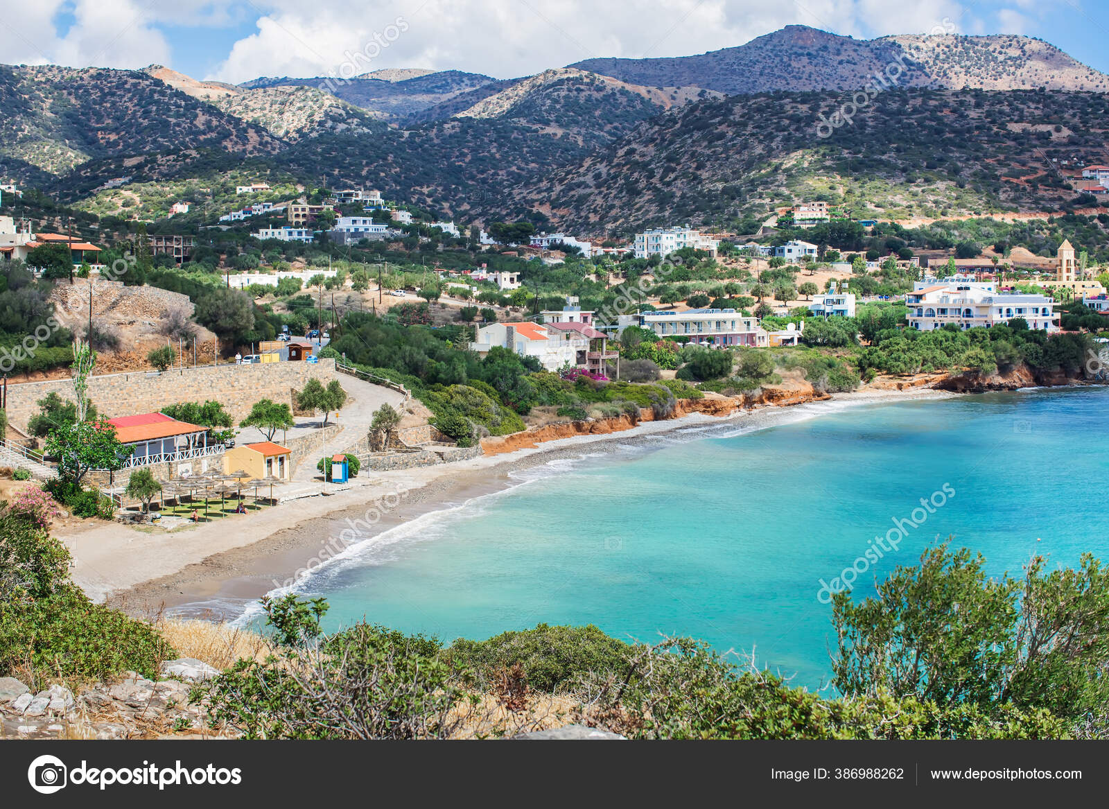 Coast Greek Island Mediterranean Sea Bay Beautiful Blue Clear Water Stock  Photo by ©bondarech 386988262