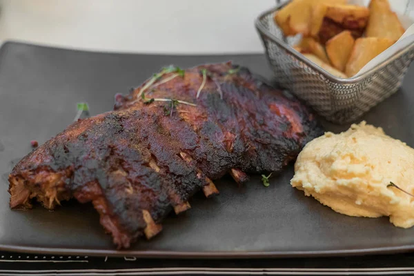 Carne Parrilla Filete Costilla Cocina Gourmet Americana — Foto de Stock