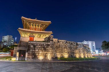 Cityscape at Heunginjimun Dongdaemun gate in Seoul, South Korea clipart