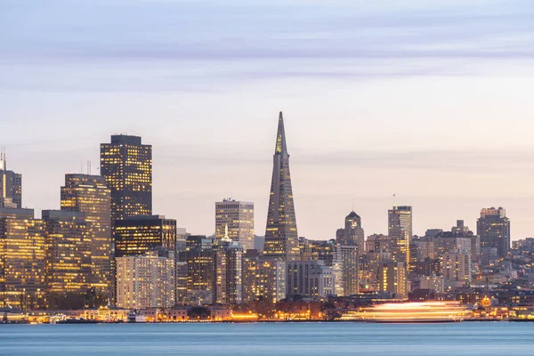 San Francisco Downtown Skyline Dusk Treasure Island California Sunset Usa — Stock Photo, Image