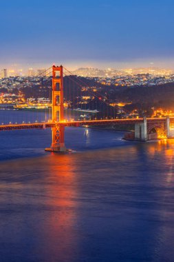 Golden Gate Köprüsü San Francisco Kaliforniya ABD West Coast, Pasifik Okyanusu günbatımı Twilight