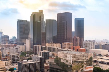 Aerial Los Angeles downtown skyscrapes in Los Angeles Californai USA clipart