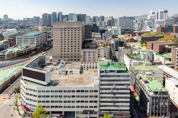 Letecký Pohled Panoráma Města Seoul Myeongdong Jižní Koreji — Stock fotografie