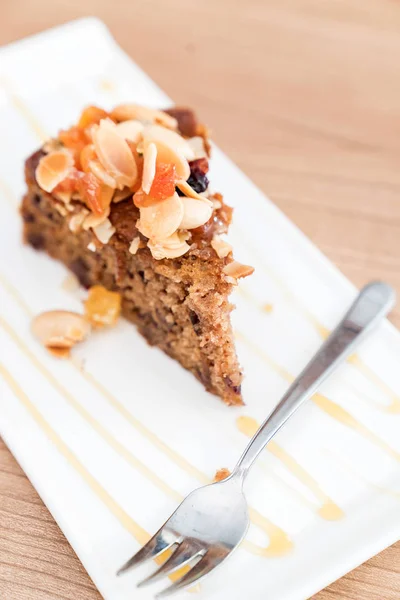Carrot Cake Dessert Pastry Bread Fruit Topping — Stock Photo, Image