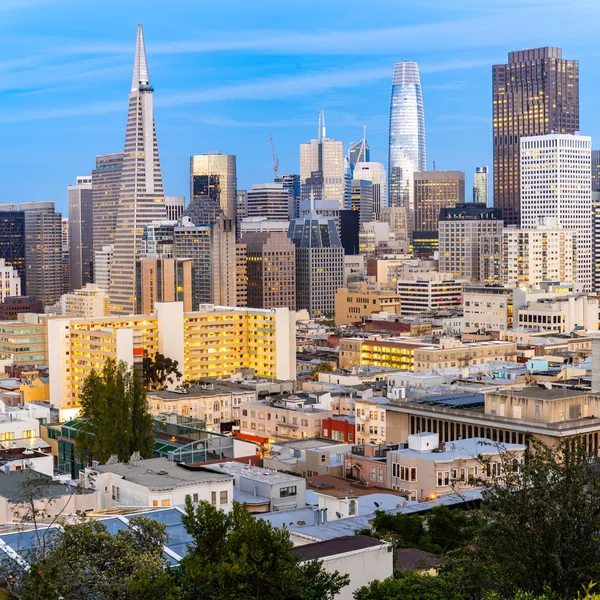 San Francisco Downtown Skyline Aerial View Sunset Ina Coolbrith Park — Stock Photo, Image