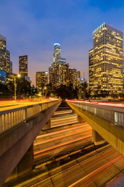 Los Angeles şehir merkezinde günbatımı, La California, ABD