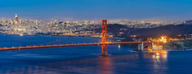Golden Gate Köprüsü San Francisco Kaliforniya ABD West Coast, Pasifik Okyanusu günbatımı Twilight