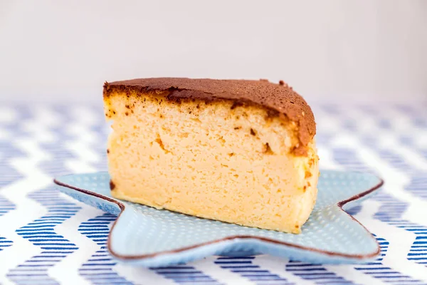 Cheesecake Serve Blue Plate — Stock Photo, Image