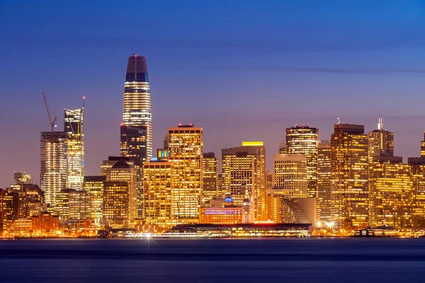 San Francisco Skyline Centro Atardecer Treasure Island California Puesta Del — Foto de Stock
