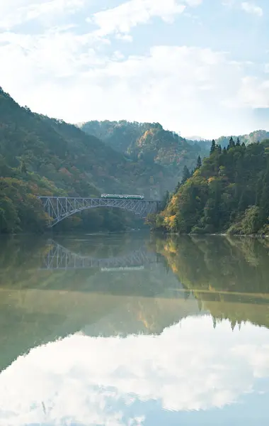 Autimn Fall Foliage Fukushima Erste Brücke Aussichtspunkt Daiichi Kyouryou Mishima — Stockfoto