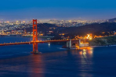 Golden Gate Köprüsü San Francisco Kaliforniya ABD West Coast, Pasifik Okyanusu günbatımı Twilight