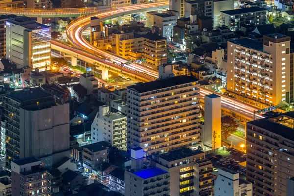 Japonya Nagoya Gecenin Havadan Görünümü — Stok fotoğraf