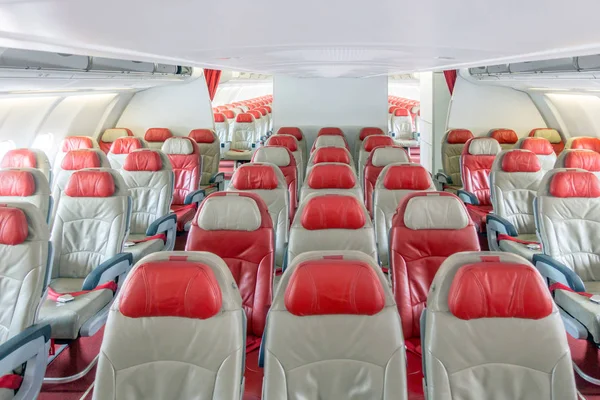 Empty Passenger Airplane Economy Seats Cabin — Stock Photo, Image