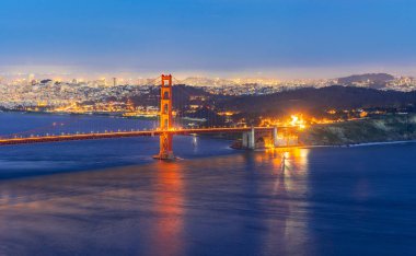 Golden Gate Köprüsü San Francisco Kaliforniya ABD West Coast, Pasifik Okyanusu günbatımı Twilight