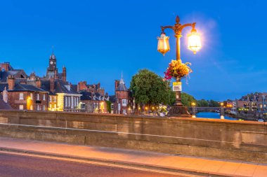 York cityscape boyunca nehir ouse günbatımı dusk, York Yorkshire İngiltere İngiltere.