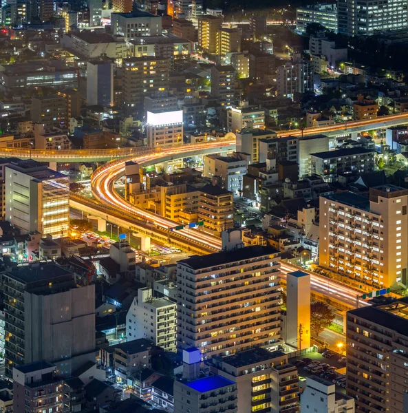 日本の名古屋の夜の空撮 — ストック写真