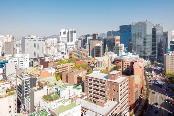 Luftaufnahme Von Seoul Myeongdong Innenstadt Stadtbild Südkorea — Stockfoto