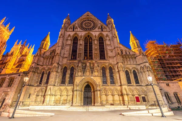 York Minster Katedrali Günbatımı Alacakaranlıkta York Ngiltere — Stok fotoğraf