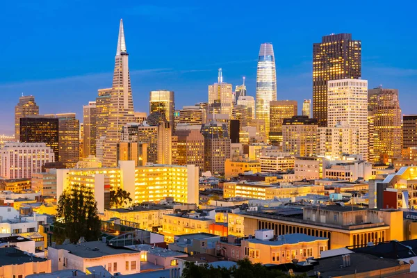 San Francisco Downtown Skyline Aerial View Sunset Ina Coolbrith Park — Stock Photo, Image
