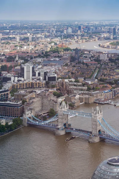 London Tower Bridge Canary Wharf Londra Ngiltere Gökdelen Havadan Görünümü — Stok fotoğraf