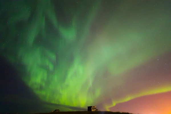 Aurora Boreal Northern Light Área Keflavik Reykjavik Islandia — Foto de Stock