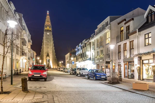 Hallgrimskirkja Cathedral Reykjavik Iceland Sunset Twilight — Stock Photo, Image