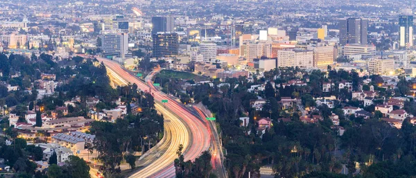 空中洛杉矶城市风光日落 美国加州 洛杉矶 — 图库照片