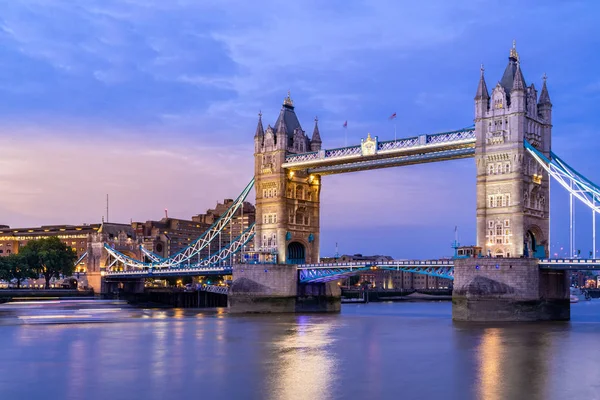 London Tower Bridge Sunset Soumraku Londýn Velká Británie — Stock fotografie