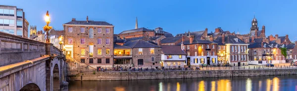 Panorama York Stadsgezicht Langs Rivier Ouse Zonsondergang Schemering York Yorkshire — Stockfoto