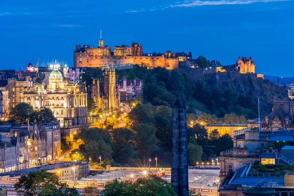 Gród Edynburg Zachód Zmierzchu Calton Hill Edynburg Szkocja — Zdjęcie stockowe