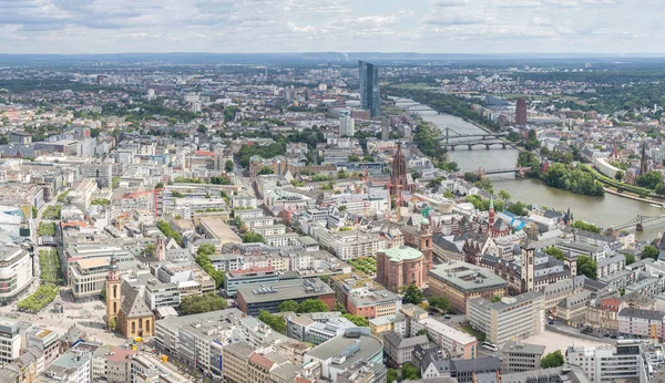 Almanya Frankfurt Ana Gökdelenler Havadan Görünümü Panorama — Stok fotoğraf