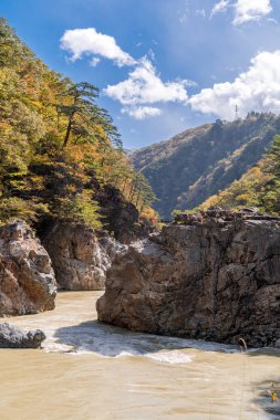 Nikko Tochigi Japonya 'daki Ryuyo Gorge Kanyonu Ulusal Parkı ve dinlenme alanı 