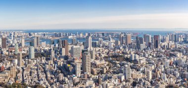 Tokyo siluetinin binalarda Tokyo Japonya Panorama