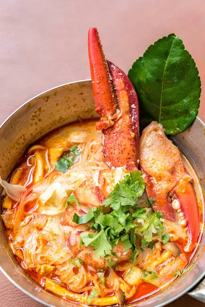 Lobster Tom Yum Spicy Rice Noodles — Stock Photo, Image