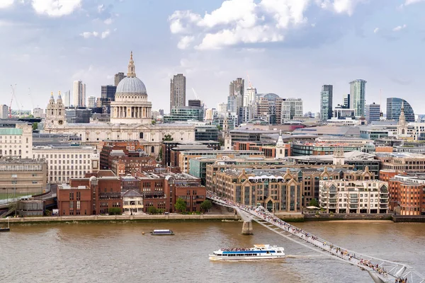 Vista Aérea Catedral São Paulo Londres Com Ponte Milénio Londres — Fotografia de Stock