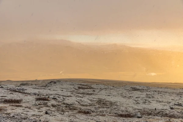 Montagna Innevata Invernale Con Luce Solare Reykjavik Islanda — Foto Stock