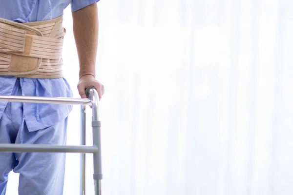 Closeup Elderly Using Adult Walker Hospital — Stock Photo, Image