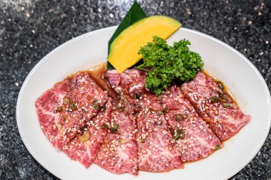 Ham sigorta primi wagyu Dana eti Japon yakiniku için