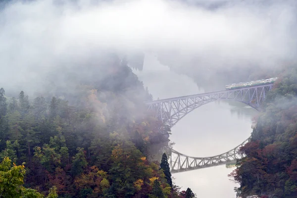 Осінній Падіння Foliage Фукусіма Перший Міст Точки Зору Daiichi Kyouryou — стокове фото