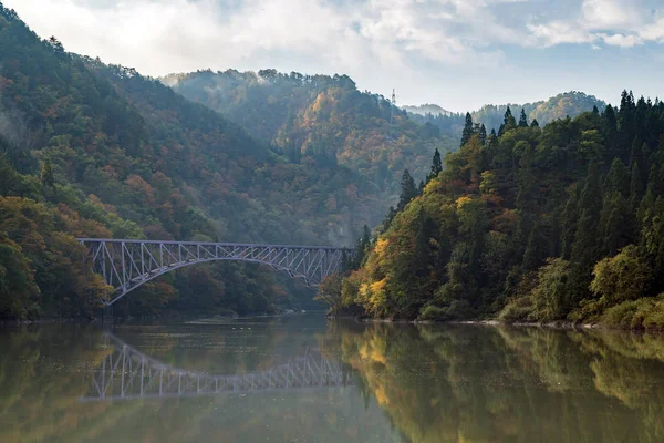Follaje Otoño Fukushima First Bridge View Point Daiichi Kyouryou Mishima — Foto de Stock