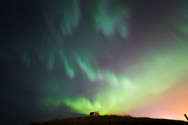 Aurore Boréale Dans Région Keflavik Reykjavik Islande — Photo