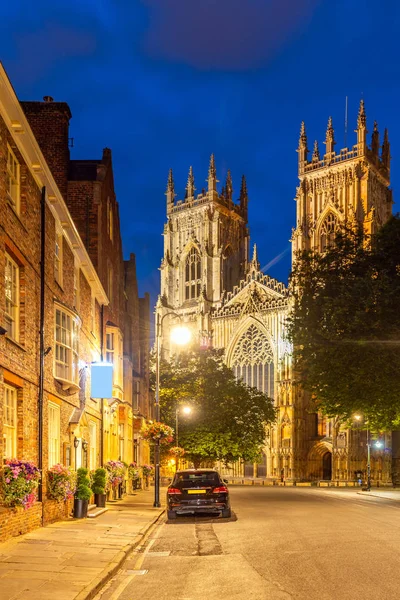 York Minster Katedrali Günbatımı Alacakaranlıkta York Ngiltere — Stok fotoğraf