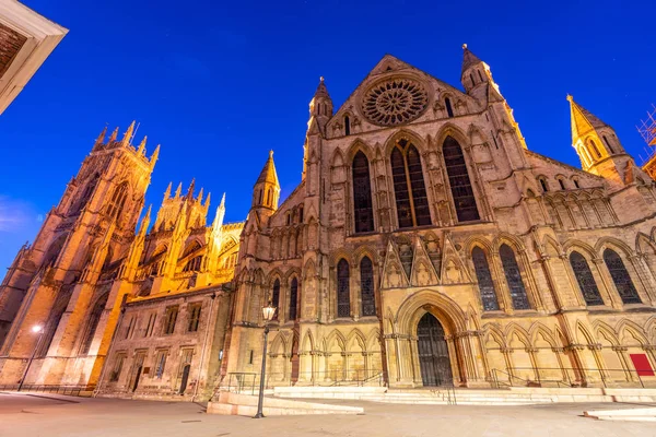 York Minster Kathedraal Zonsondergang Schemering York Engeland — Stockfoto