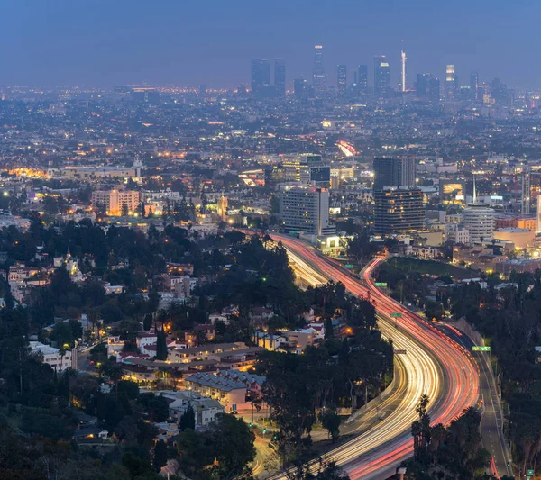 Aerial Los Angeles Cityscape Sunset California Estados Unidos — Foto de Stock