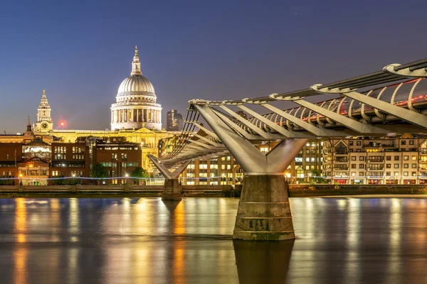 Catedral San Pablo Con Atardecer Puente Del Milenio Londres Reino — Foto de Stock