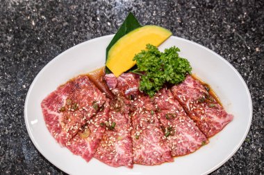 Ham sigorta primi wagyu Dana eti Japon yakiniku için