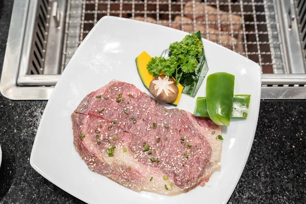 Rohes Premium Wagyu Rindfleisch Für Japanische Yakiniku — Stockfoto